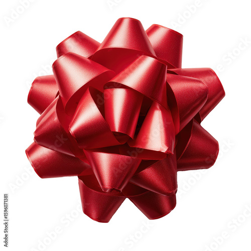 Bright red gift bow perfect for holiday celebrations and special occasions. No background, Transparent background