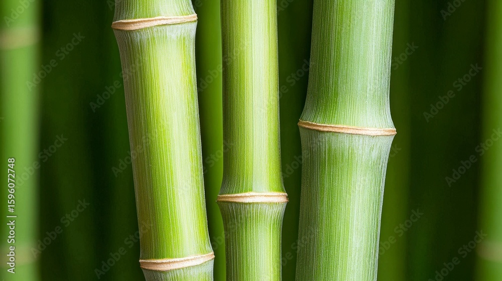 Fototapeta premium Close Up Vibrant Green Bamboo Stalks Natural Texture Background