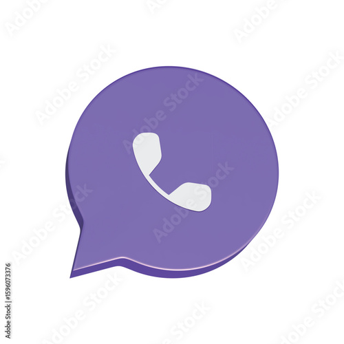VoIP Conversation Bubble: a visual representation of modern communication, a purple speech bubble houses a telephone handset icon.