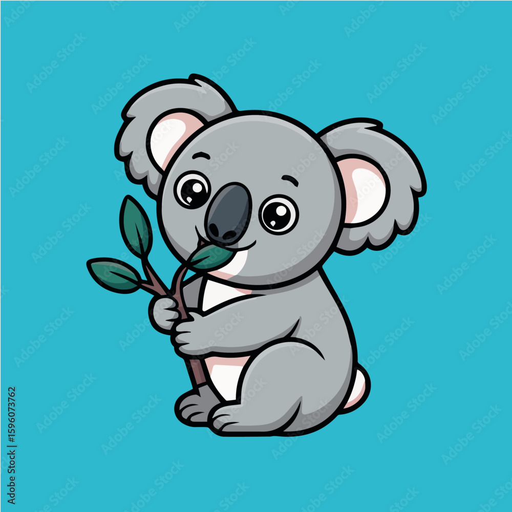 Naklejka premium Clean and modern vector cute koala bear illustration vector drawing adorable animal wildlife australian nature cartoon eucalyptus tree