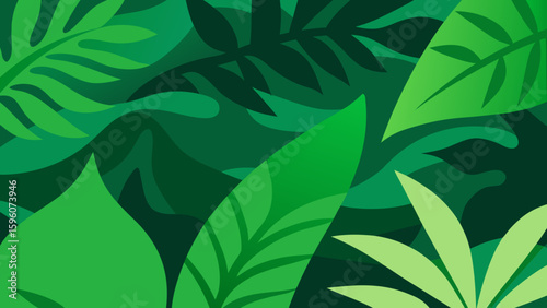 Abstract Green Jungle Leaves Pattern with Light
