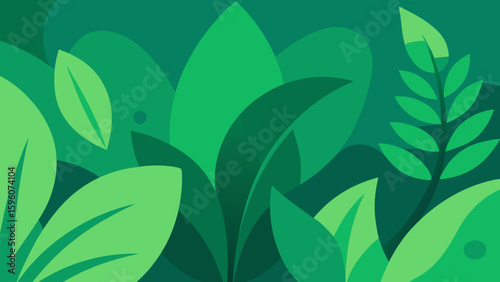Green Foliage Gradient Background with Organic Shapes