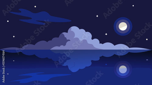 Milky Way Reflected in Still Water and Clouds