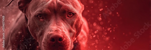 Powerful and determined dog with piercing eyes