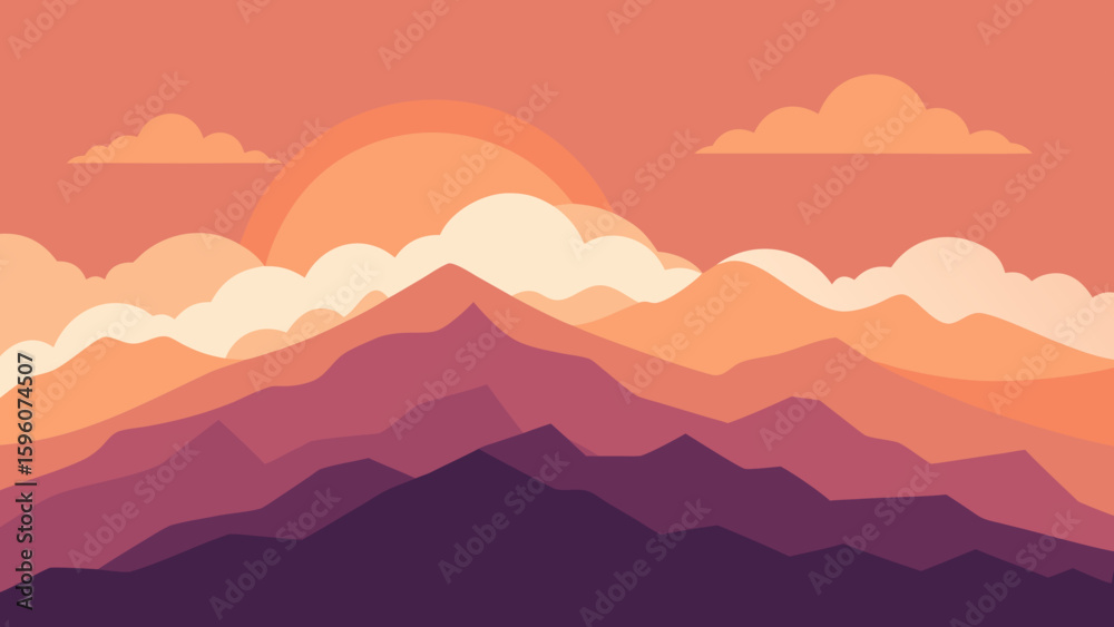 Mountain Ridge with Cloud Layers at Sunrise Mountain Ridge with Cloud Layers at Sunrise