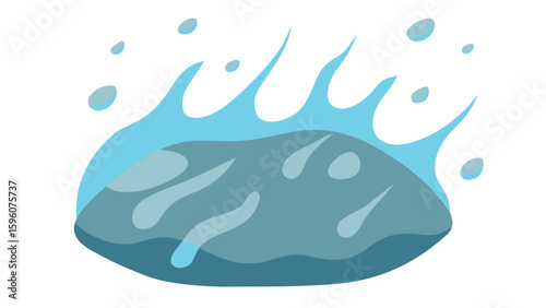 Wet Stone Surface with Splashing Water Lines