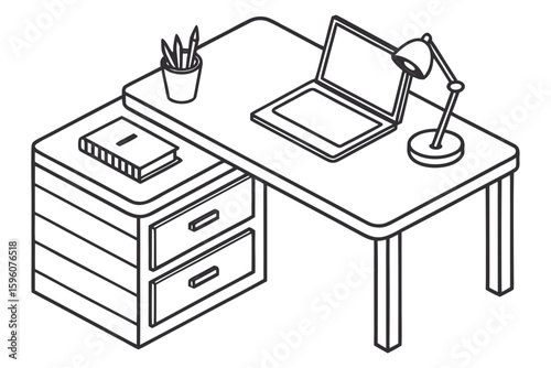 Side-Hustle Workspace Vector Set – Laptop, Notes, and Productivity Icons in Line Art & Silhouette Style