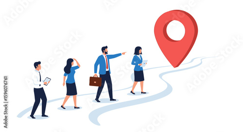 Business Journey and Strategic Goal Setting with Location Pin Path