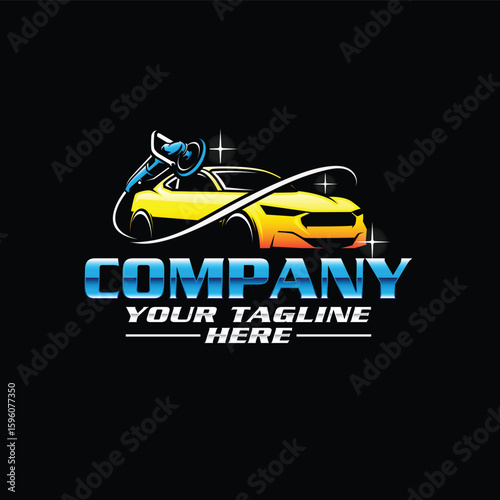 car wash logo - auto detailing - car logo - detailing - automotive - power washing - logo template - vector - illustration