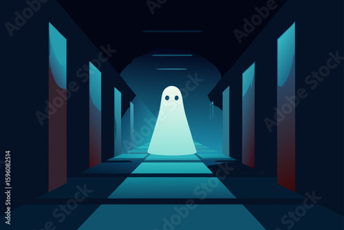 A ghost floating in a starry night sky vector illustration