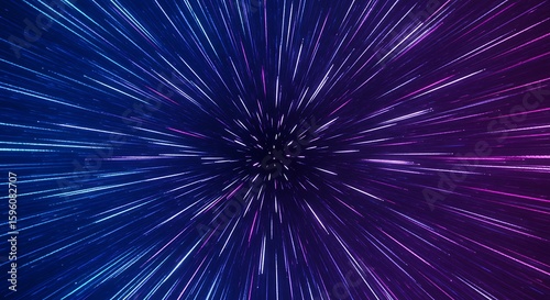 Cinematic Star Wars background with concentric light bursts and fast-moving trails, creating the feel of intergalactic motion.