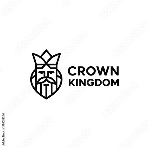 Old Man with Beard and Crown – Heraldic Logo Design
