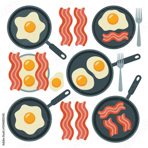Delicious breakfast spread with fried eggs and crispy bacon