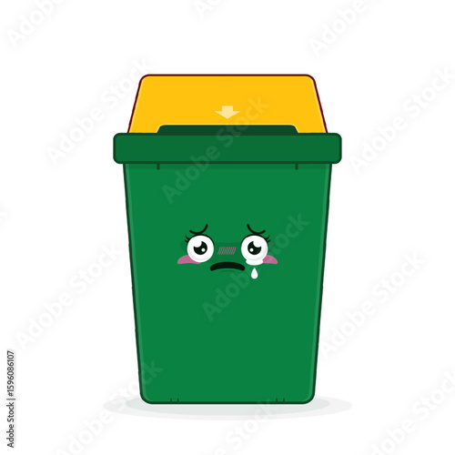 rubbish bin crying face cartoon cute