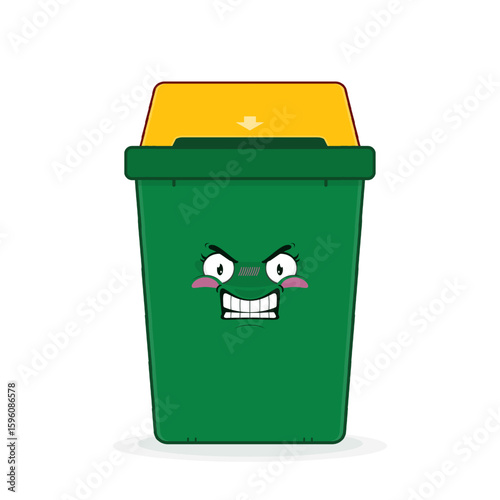 rubbish bin angry face cartoon cute