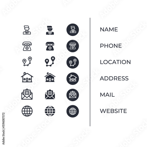 A variety of icons including one