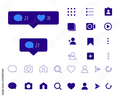 A variety of icons including one that says message message message message message and message