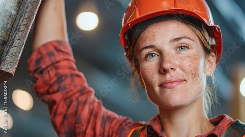 Construction Worker Lifting Heavy Materials in Close-Up with Focus on Safety Gear and Determination