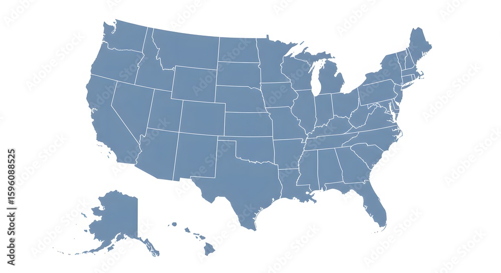 Fototapeta premium United States Map with State Borders