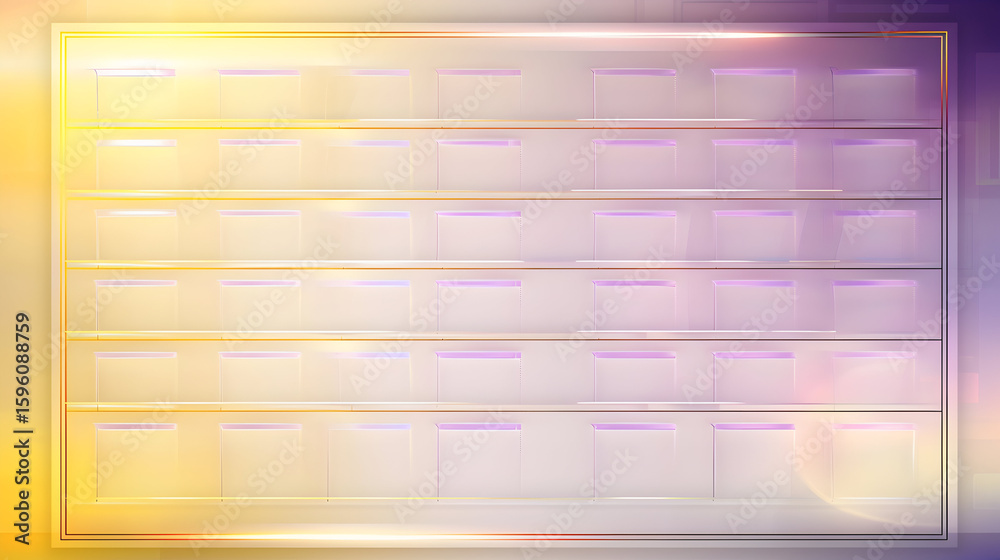 Fototapeta Empty pastel-colored shelves a modern retail display, ready product placement.