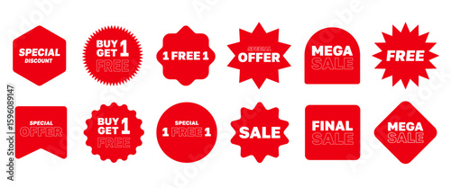 Promotion Stickers design collection in Flat style, Isolated Red special offer, Sale and Final sale Tags, Marketing graphic elements.
