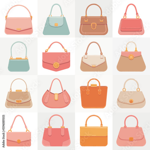 Collection of stylish and colorful handbags for women
