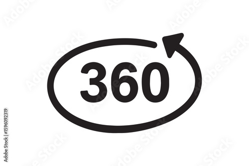 360 Video icon silhouette vector with white background