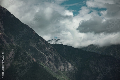 Dense clouds over the mountain in Himachal
