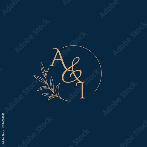 AI Initial Wedding Monogram Logo with Minimalistic Style