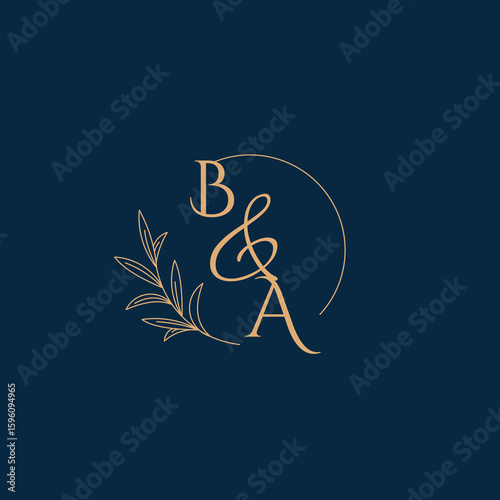 BA Initial Wedding Monogram Logo with Minimalistic Style