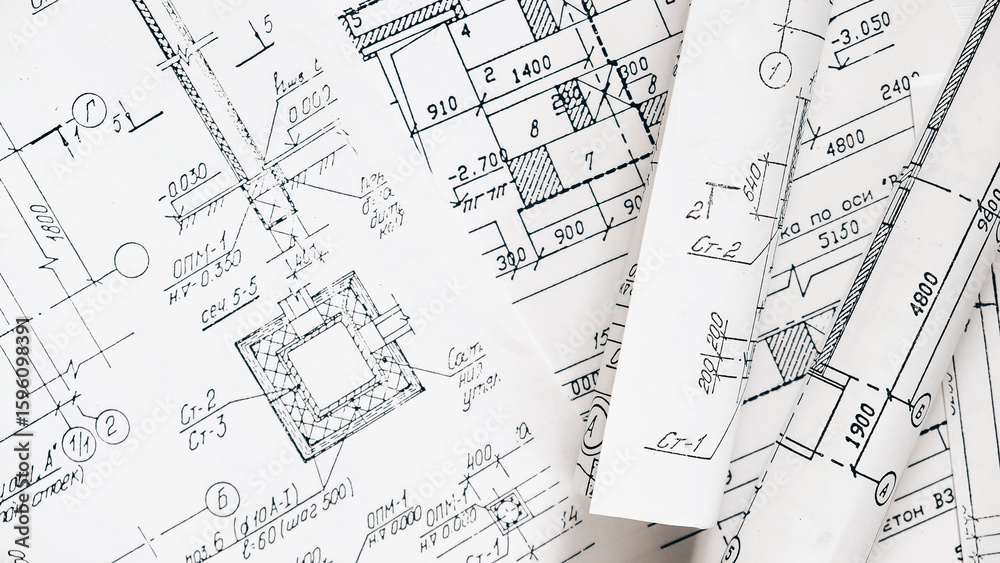 architect design working drawing sketch plans blueprints and making architectural construction model in architect studio,flat lay. architect design working drawing sketch plans blueprints and making architectural construction model in architect studio,flat lay.