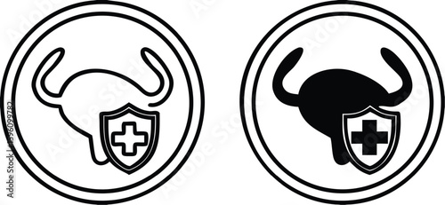 Labels Protect Urinary Tract. Black and White Vector Icons. Cat's Food Properties. Food Packaging Sticker
