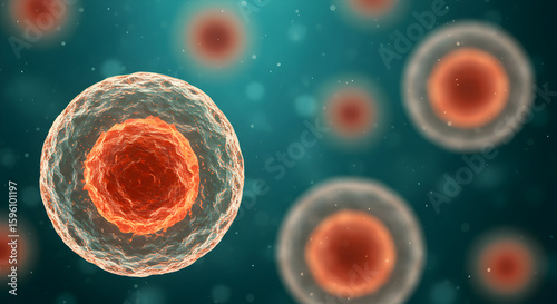 Unlocking Cellular Mysteries: Microscopic View of Human Cell Structure and Function, Ideal for Medical and Scientific Presentations, Research Papers, and Educational Materials.