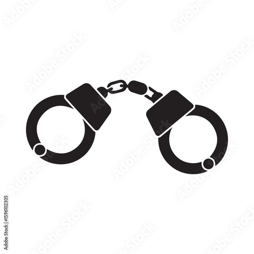 Handcuff, Police Equipment Solid Flat Vector Icon Isolated on White Background