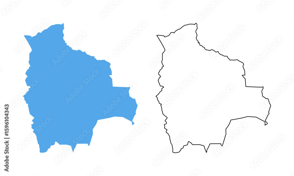 Obraz premium Bolivia Country Map. Blue silhouette and outline isolated on white background 