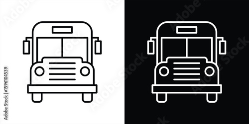 school bus icon. contain transportation, education mobility, student commute safety icon thin line symbol sign for your app web. vector illustration