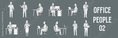 Architectural Drawings office people vector illustration, front view, human person Minimal style hand drawn. Sections, Elevations, Floor Plans