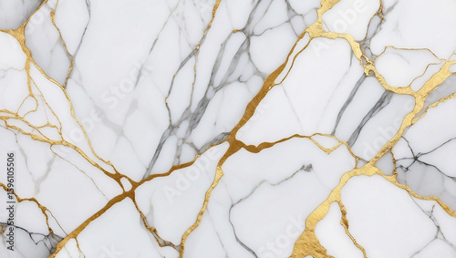 White Marble Texture Gold Veins Pattern Background 5