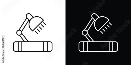illuminating knowledge icon. contain study lamp and book, education, lifelong learning at the speed of light thin line style icon symbol sign for your app and web. vector illustration