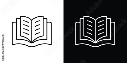 the living library icon. contain open textbook representing unlimited access to learning, literacy, academic exploration for every curious mind thin line style icon. vector illustration