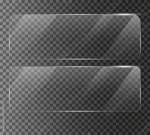 Wallpaper Mural set of Glass plate on transparent background with Realistic screen glass, window mockup, glossy plastic glare frame, acrylic sheet with glares and light Torontodigital.ca
