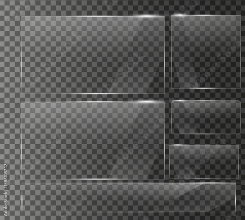 Wallpaper Mural set of clear high qulity Glass plate on transparent background. glossy plastic glare frame, acrylic sheet Torontodigital.ca