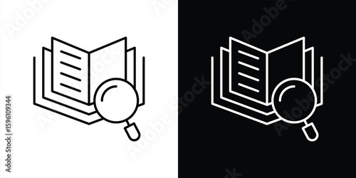 knowledge uncovered icon. contain depicting discovery, research, power of learning through reading thin line style icon symbol sign for your app web. vector illustration