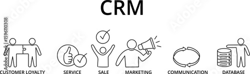 Customer relationship management, concept. Vector Illustration with icons
