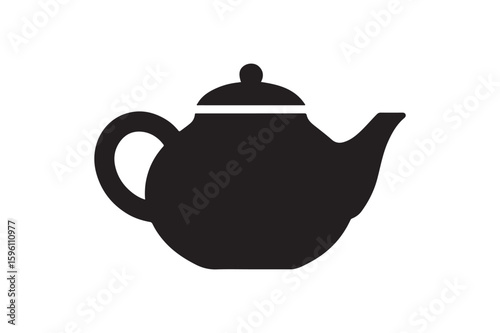chinese tea pot icon silhouette vector with white background