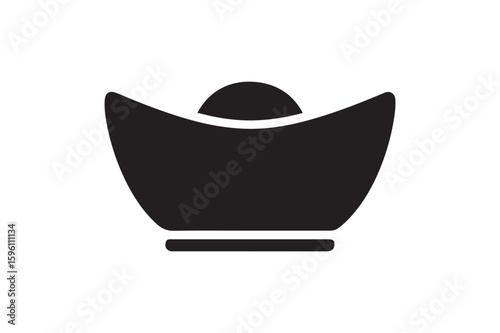 gold ingot icon silhouette vector with white background