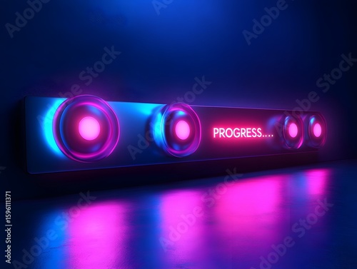 Futuristic audio receiver with neon blue and pink lights