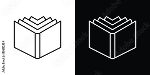 the gateway of pages icon. contain A timeless open book icon representing knowledge, curiosity, and infinite learning icon, thin line style symbol sign. vector illustration