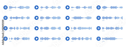 Voice memo interface elements. Vector elements for music player, podcasts, mobile voice message, streaming.