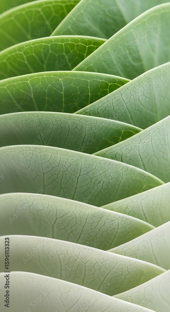 Obraz premium Abstract pattern of overlapping green leaves creating a textured gradient background